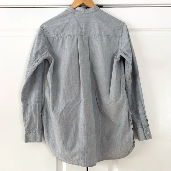 Billy Reid Sz XS Button Down Shirt Band Collar Patchwork Stripe Cotton Menswear - Picture 4 of 9